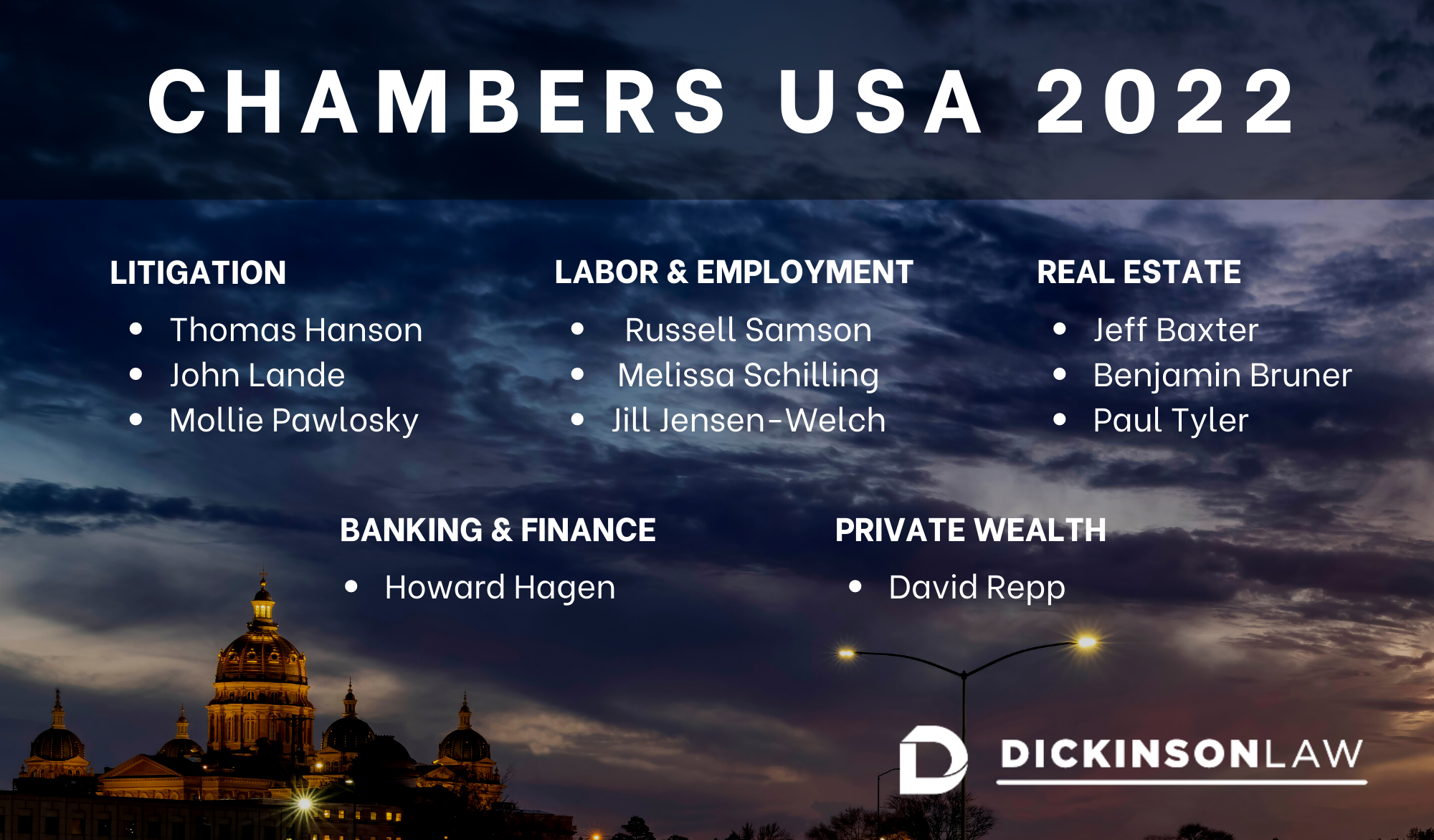 Dickinson Ranked Among Leading Law Firms by Chambers USA 2022